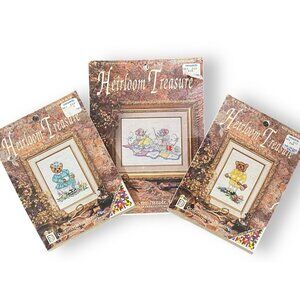Heirloom Treasure Mice Sewing, Victor Bear, Victoria Bear Cross Stitch Kits Lot